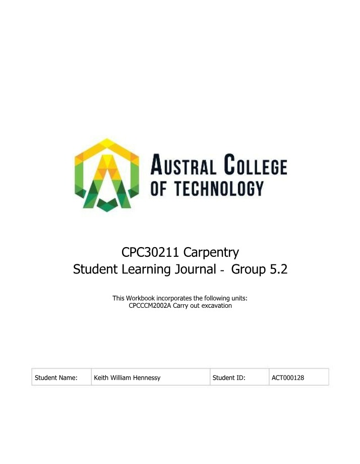 Carry Out Excavation Student Learning Journal