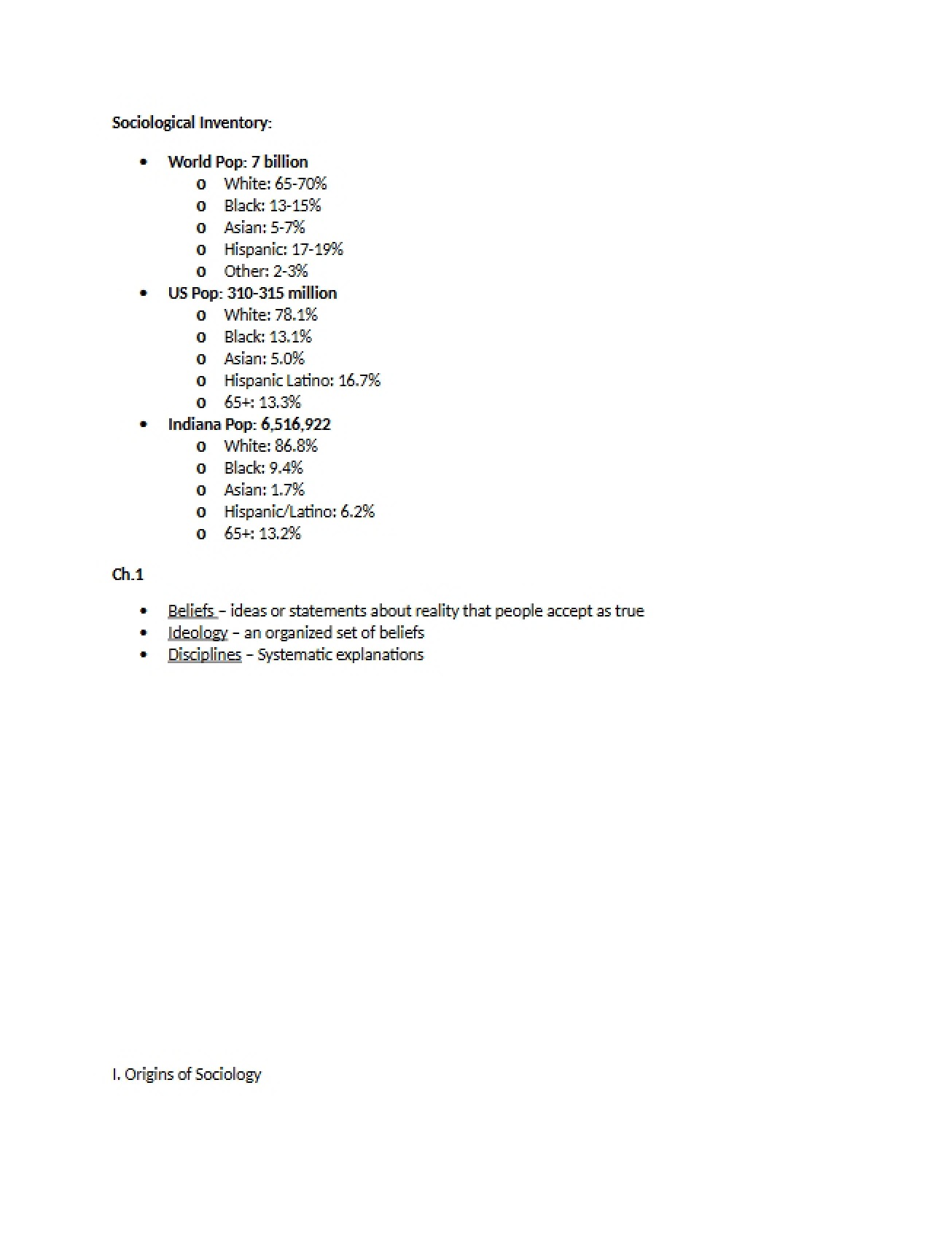 Sociology Test One Review Material