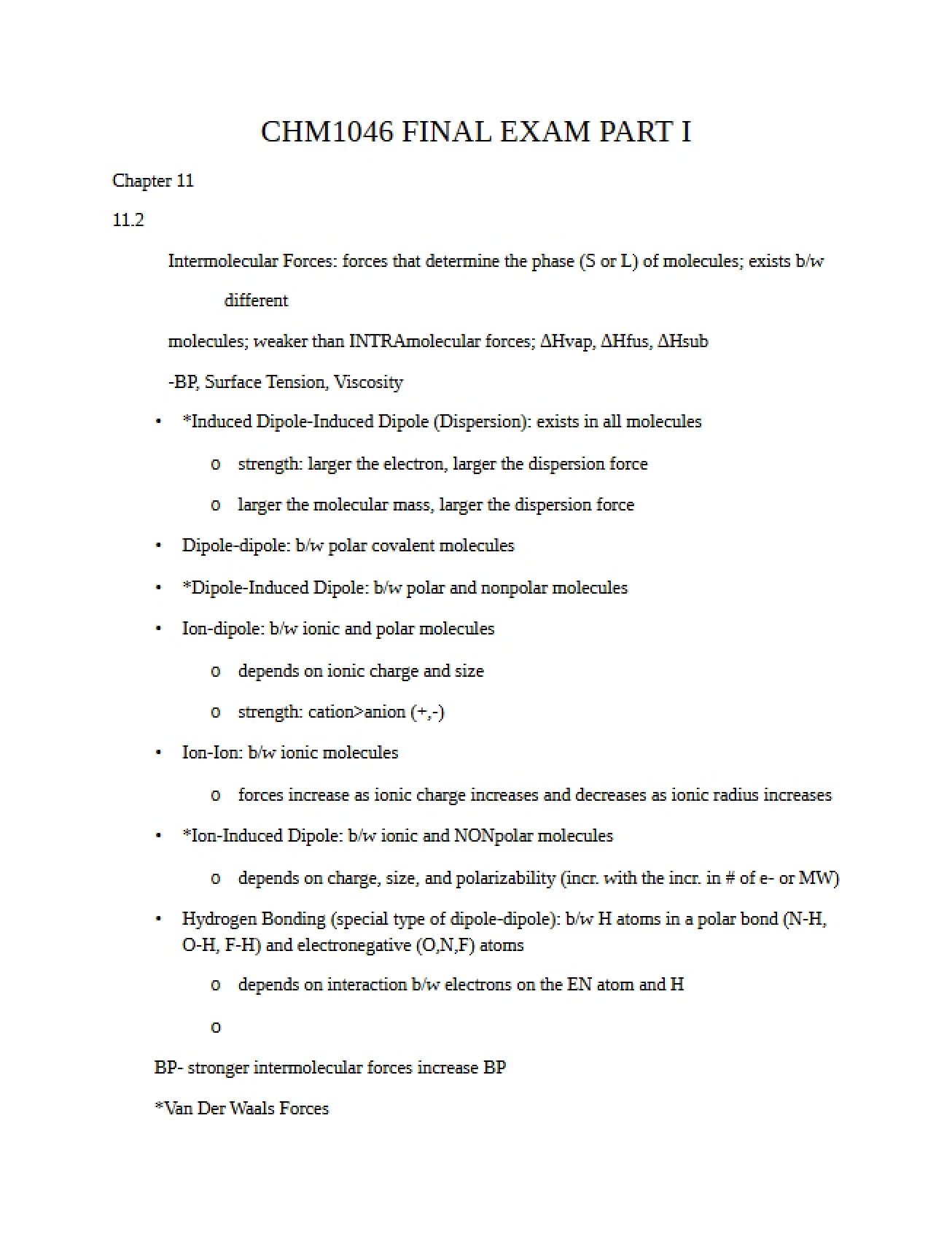 Analysis of Intermolecular Forces