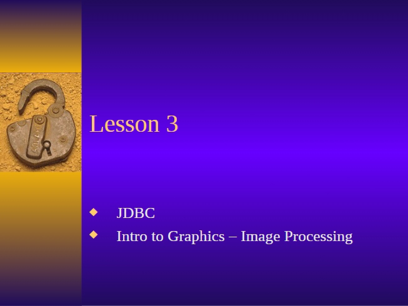 Lesson on JDBC Graphics in Java