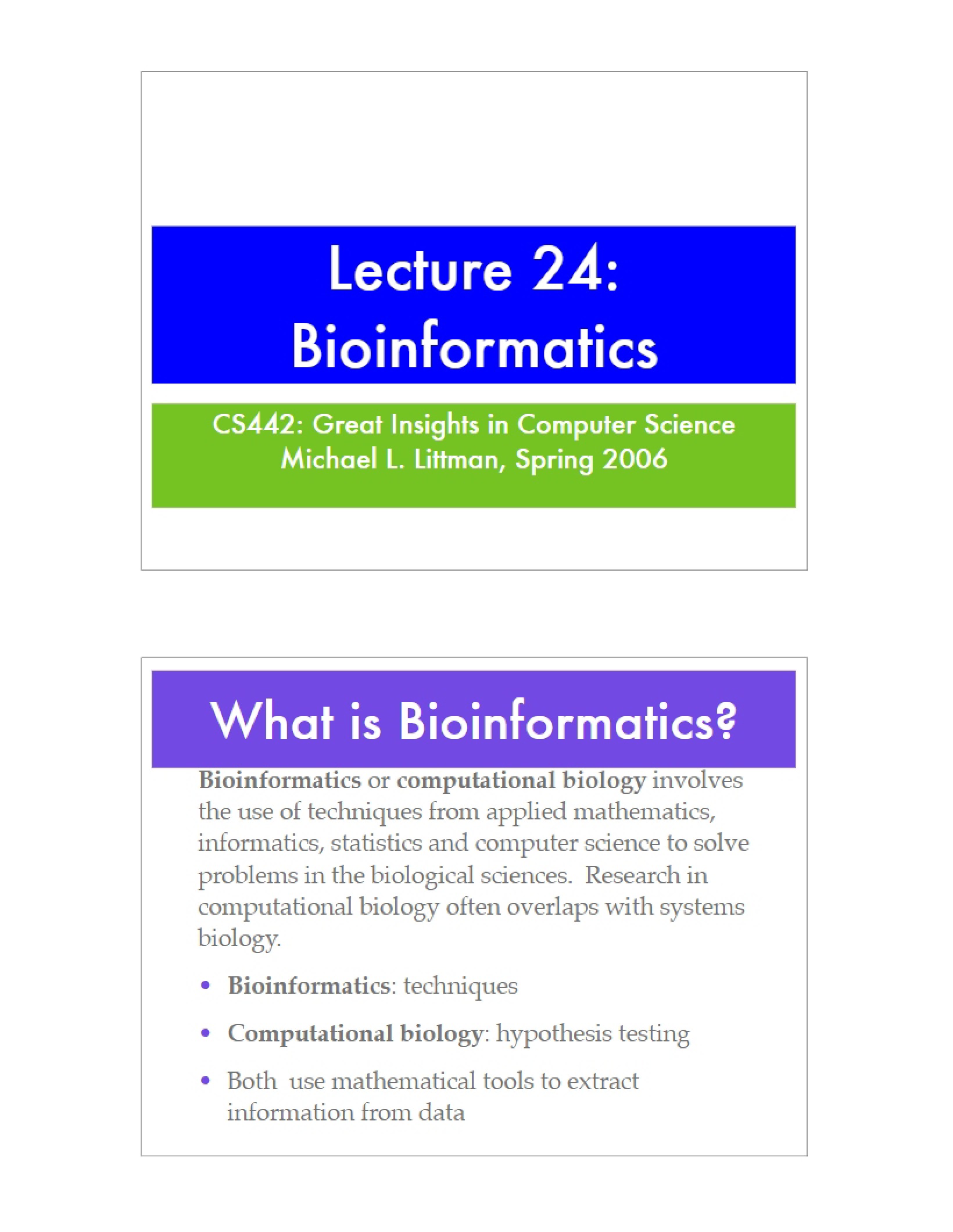 Bioinformatics Overview