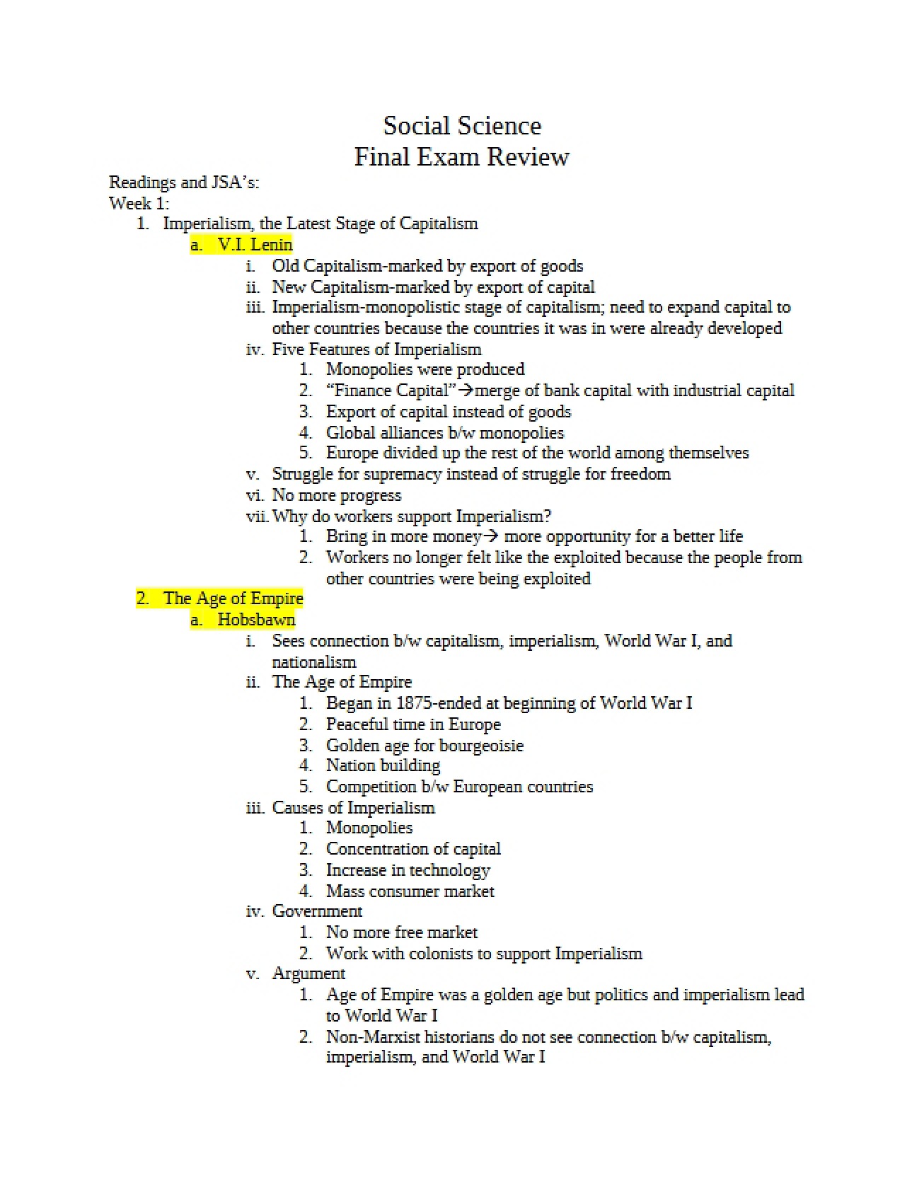 Reviewing the Final Exam