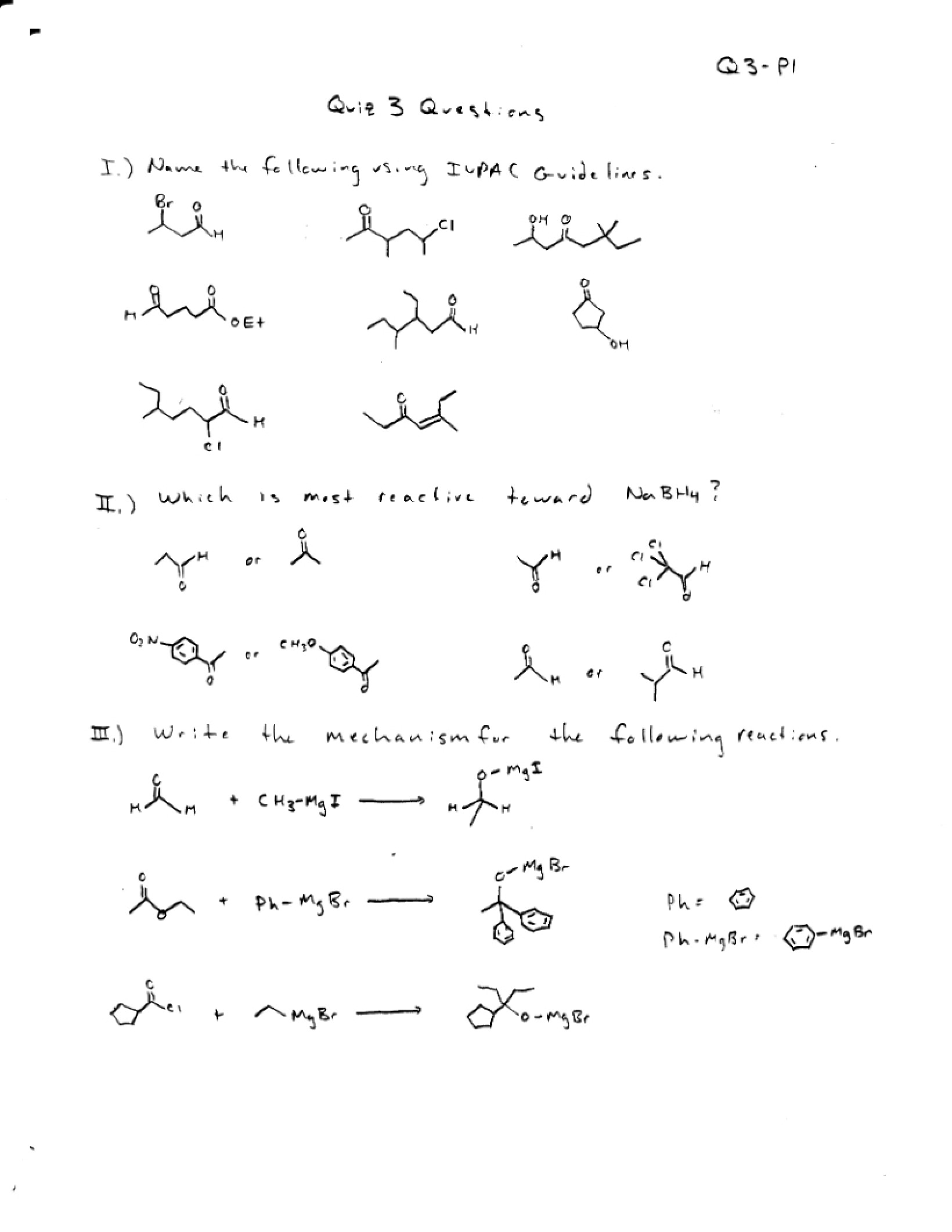 Questions for Quiz 3