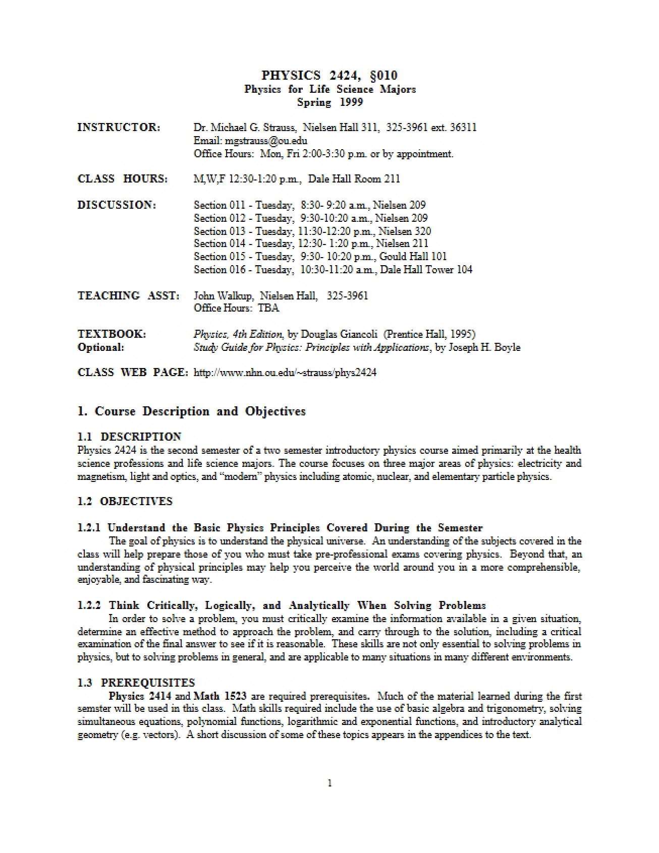 Syllabus General Physics