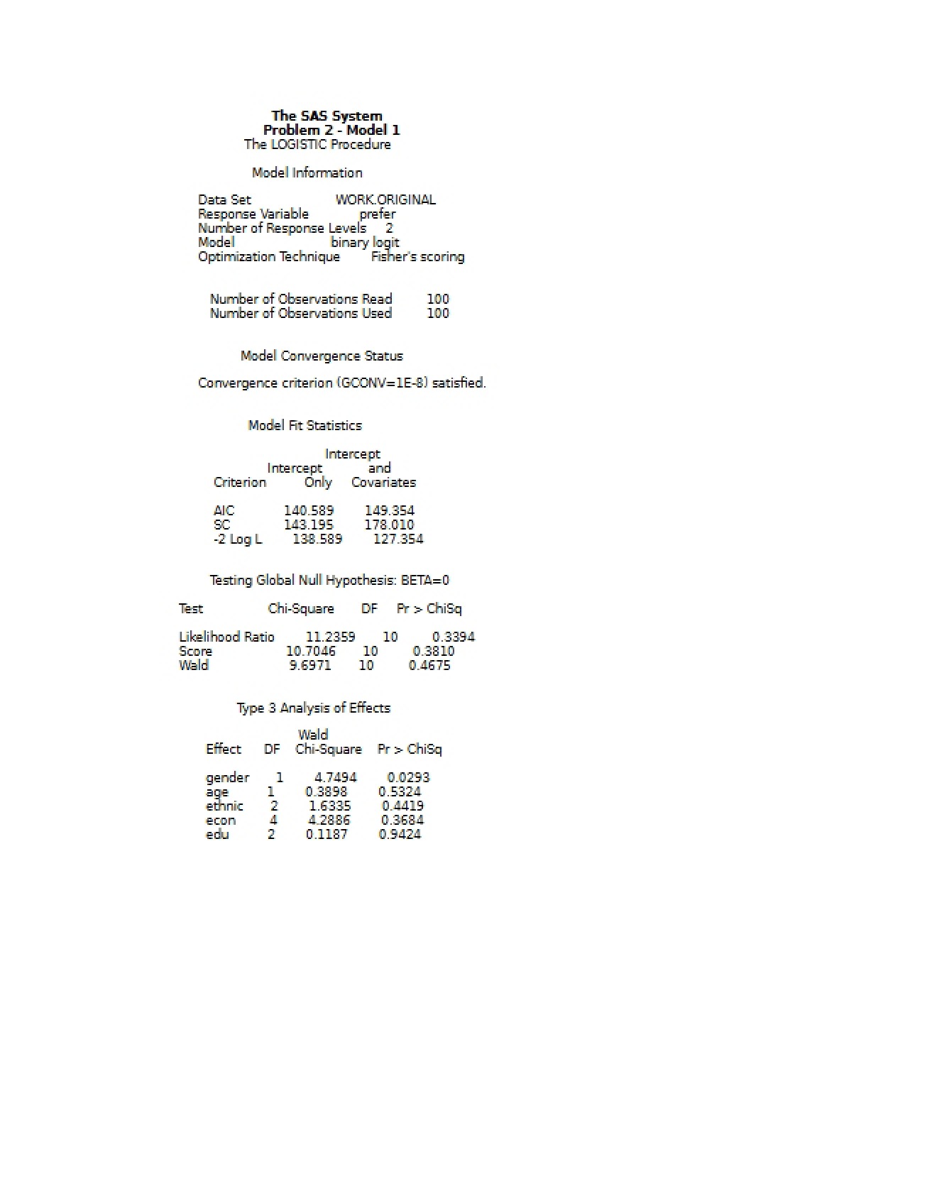 Procedure for Logistic Analysis