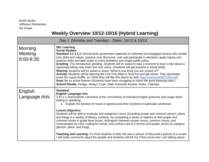 Weekly Overview - Hybrid Learning (10-12-10-16)