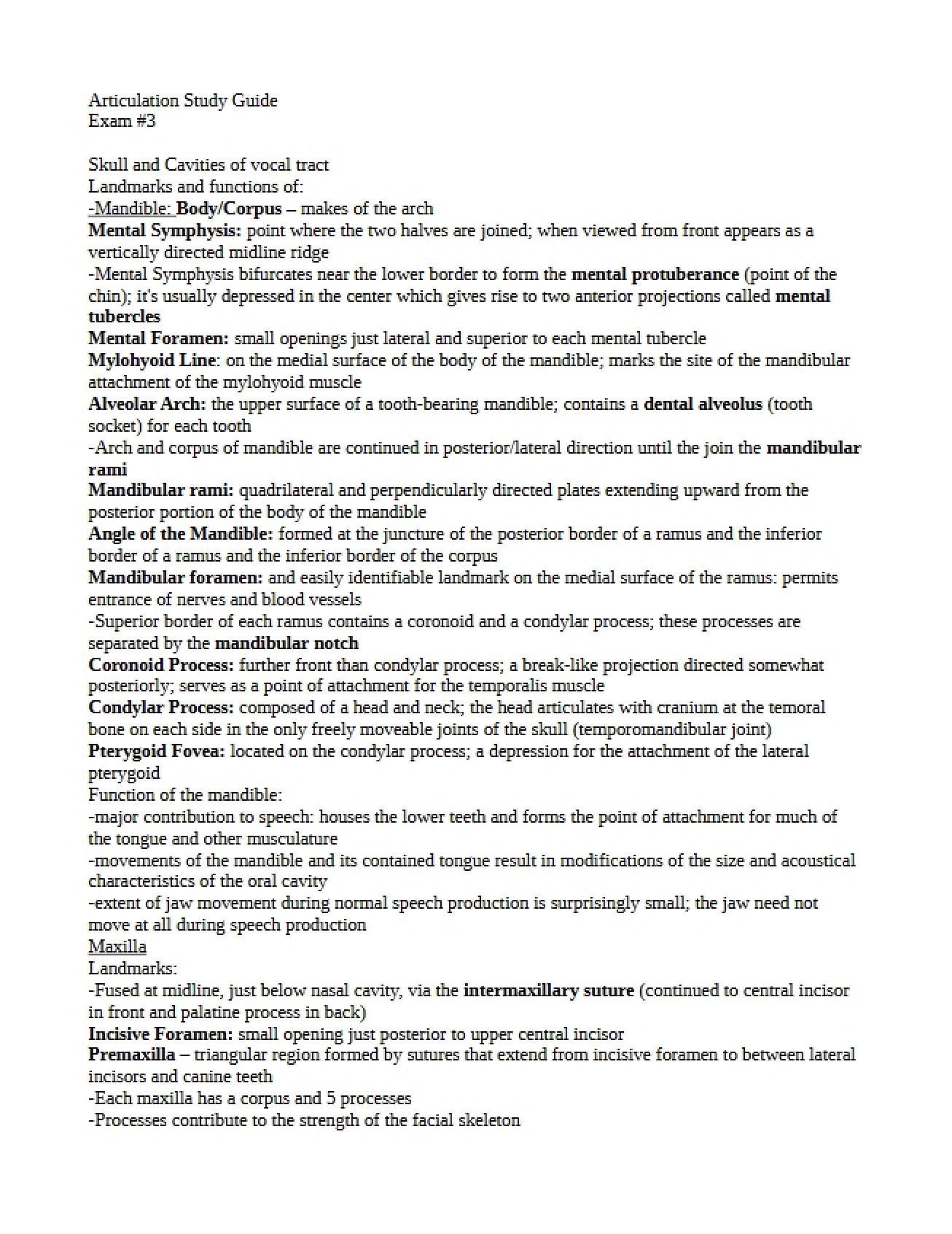 Speech and Hearing Anatomy Exam 3