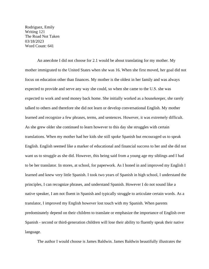 Essay on The Road Not Taken