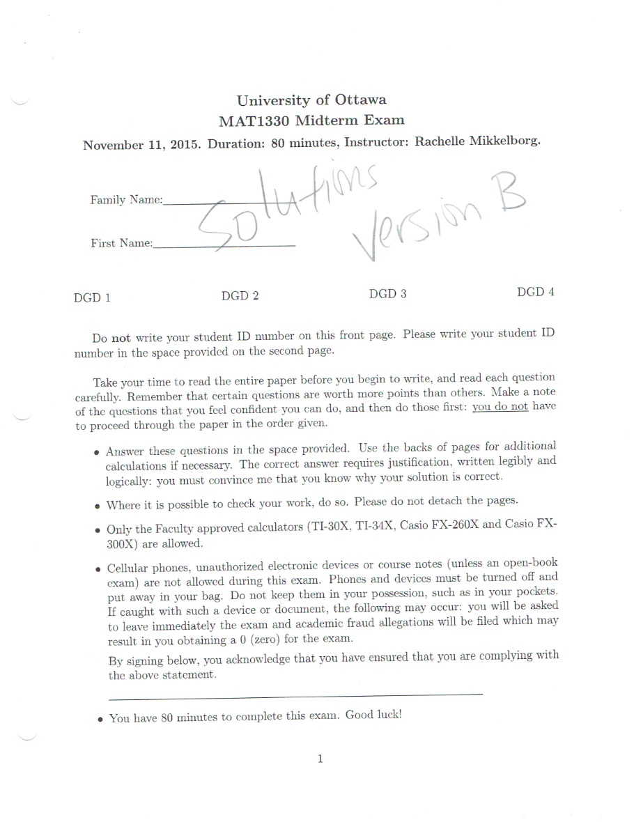 MAT1330 Midterm Exam Part 2