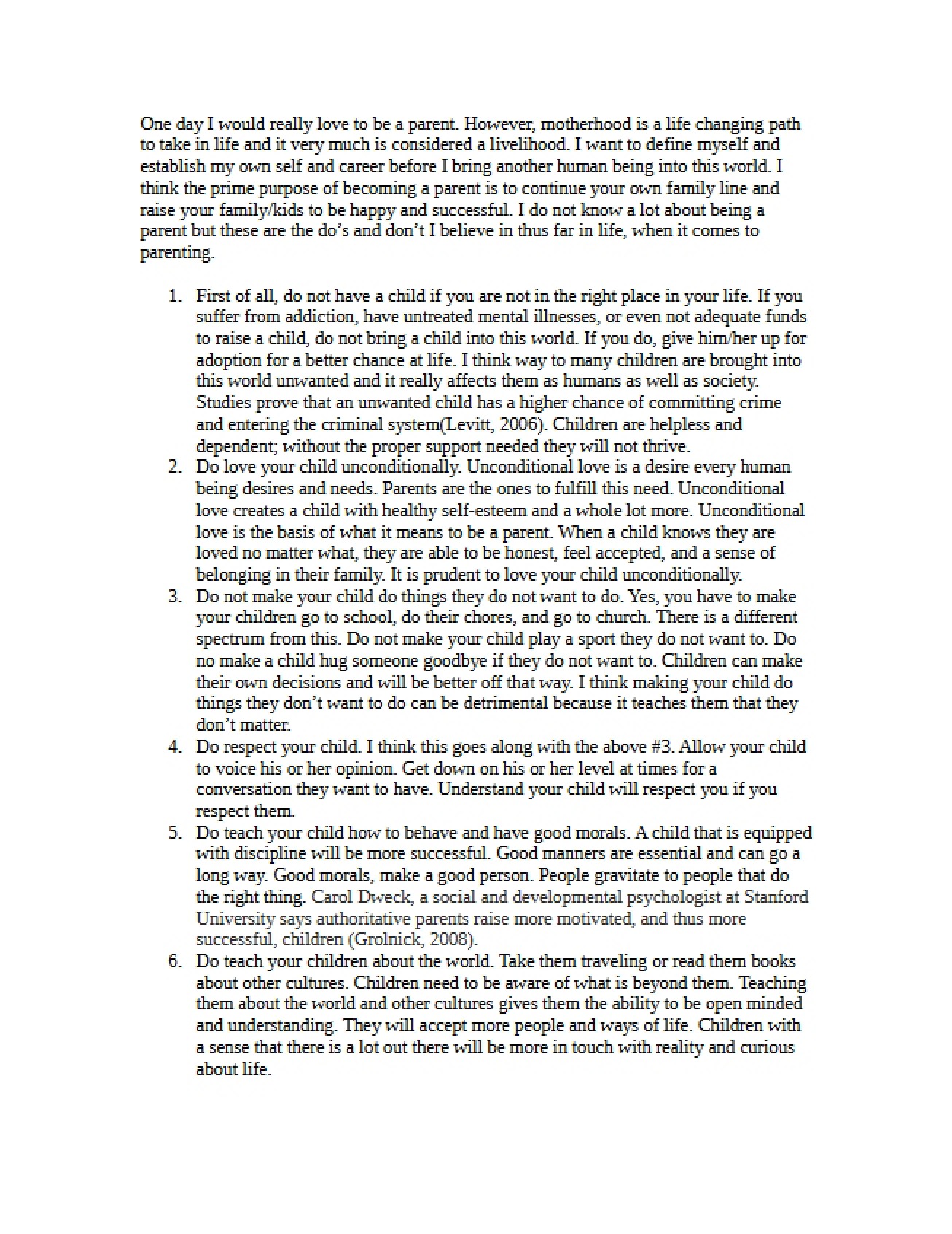 Speech on the Desire to be a Parent