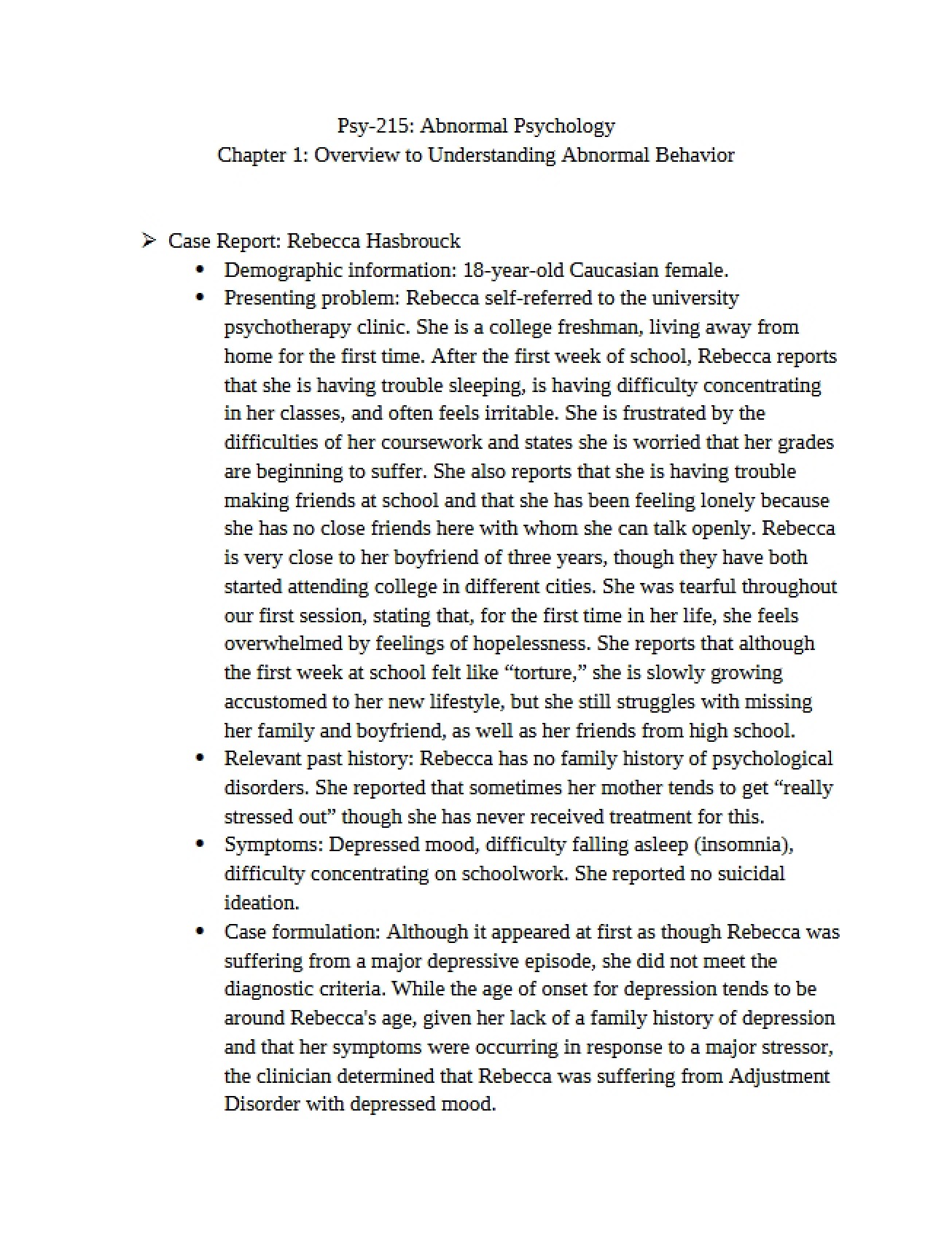 Abnormal Psychology Chapter One - Overview to Understanding Abnormal Behavior (Part 1)