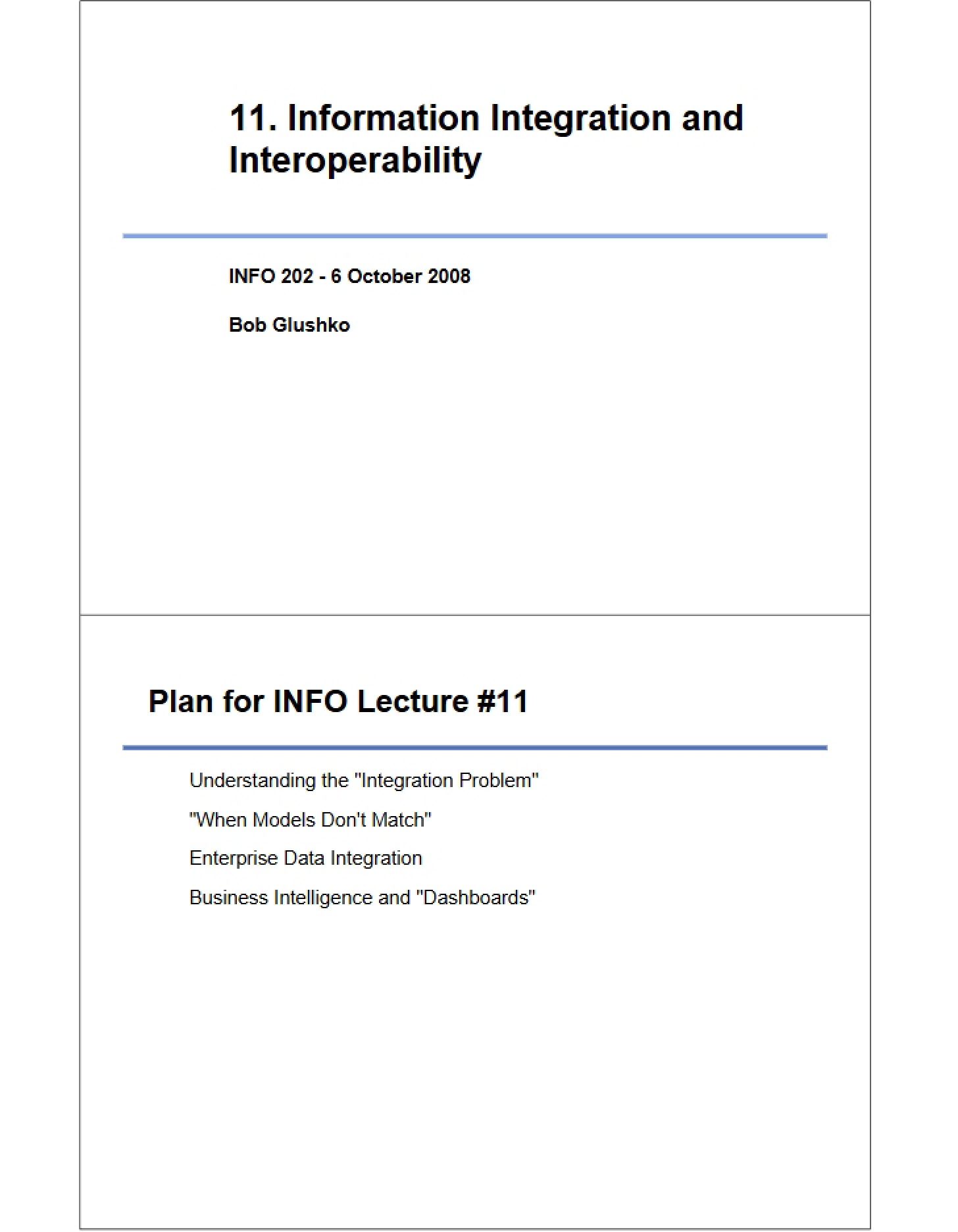 Interoperability and Information Integration