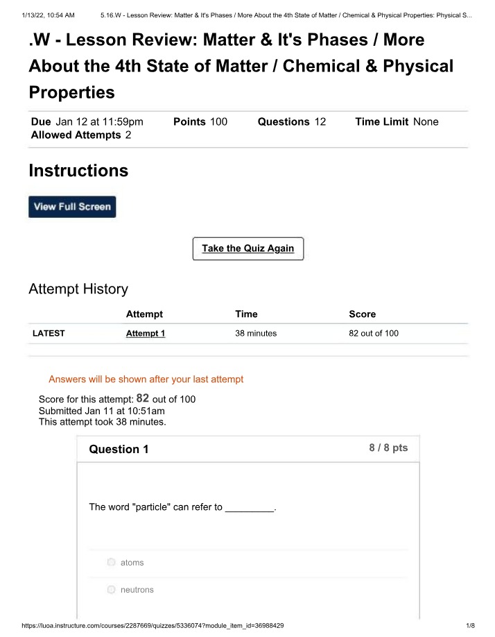 Lesson Review - Matter, Phases, and Properties