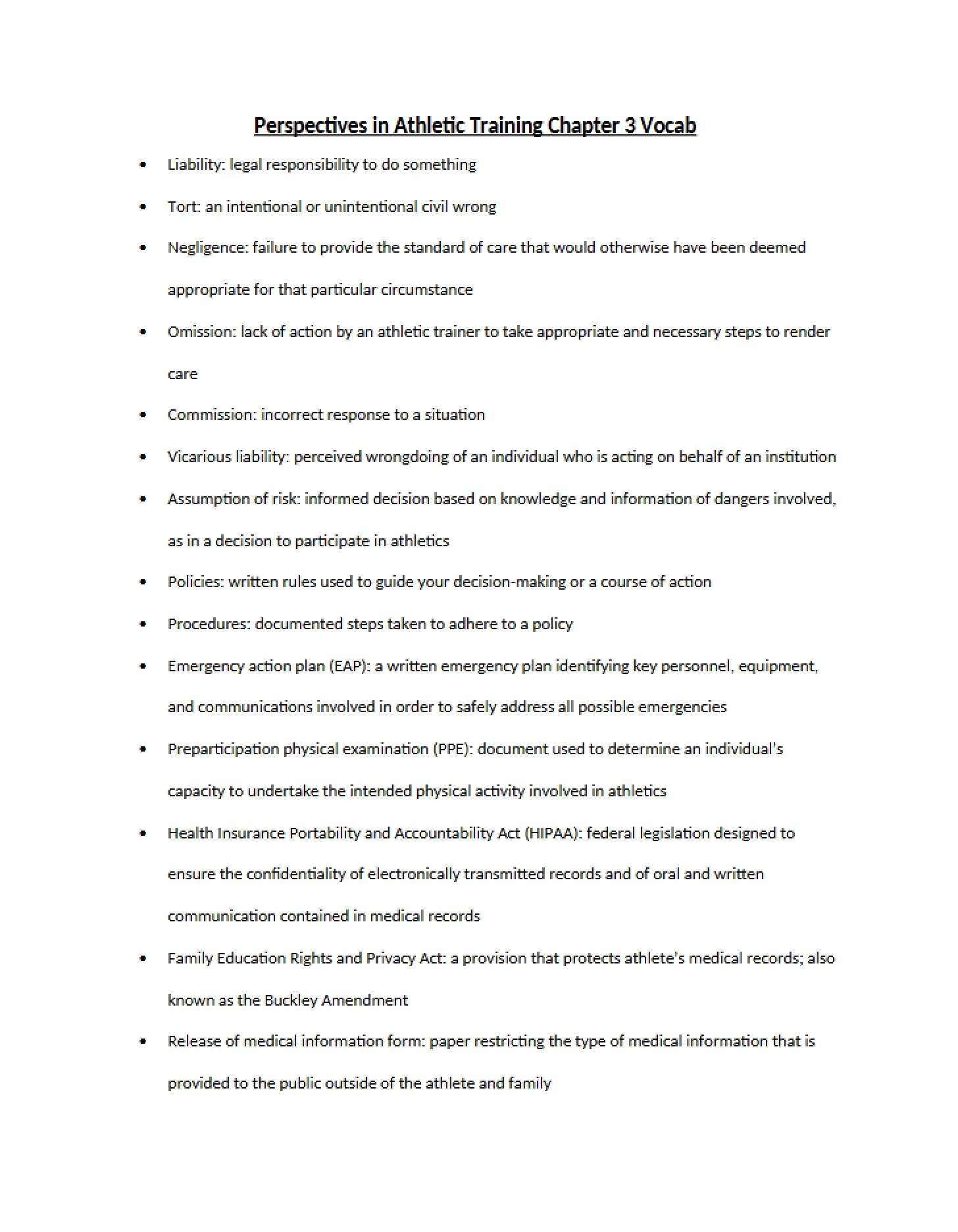 Perspectives within Athletic Training