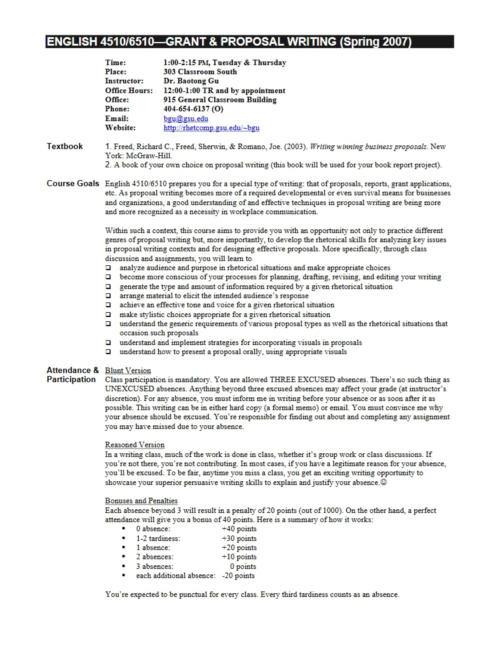 Grant Writing Syllabus Spring 2007