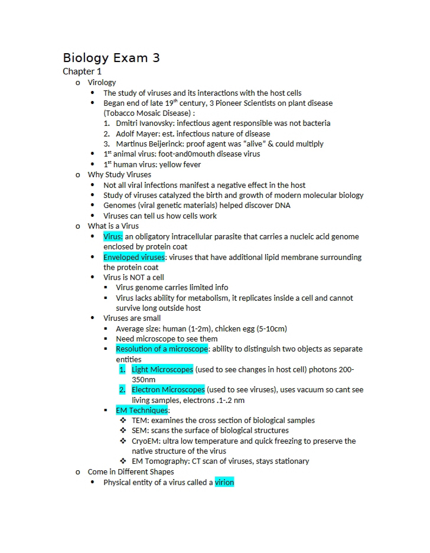 Third Major Biology Evaluation