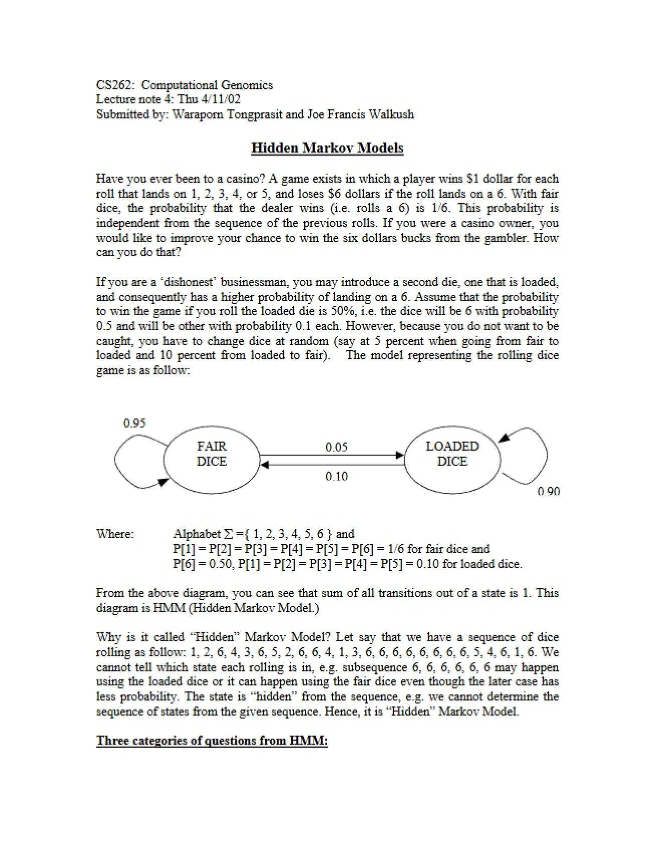 Hidden Markov Models (Set 8)