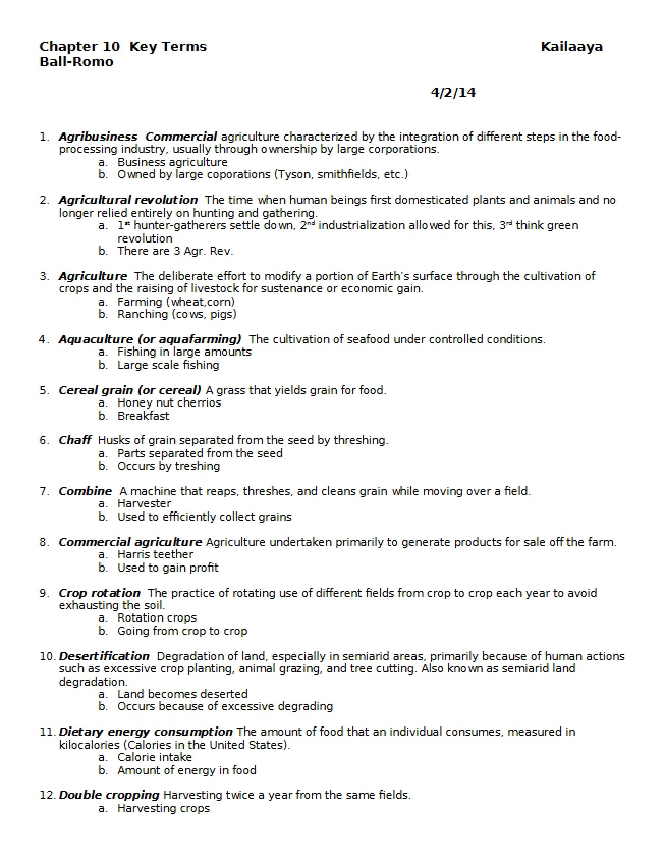 Key Terms Chapter 10