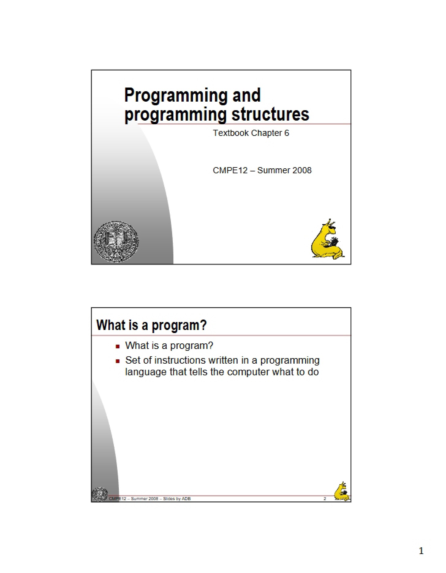 Structures and Programming - CMPE 012