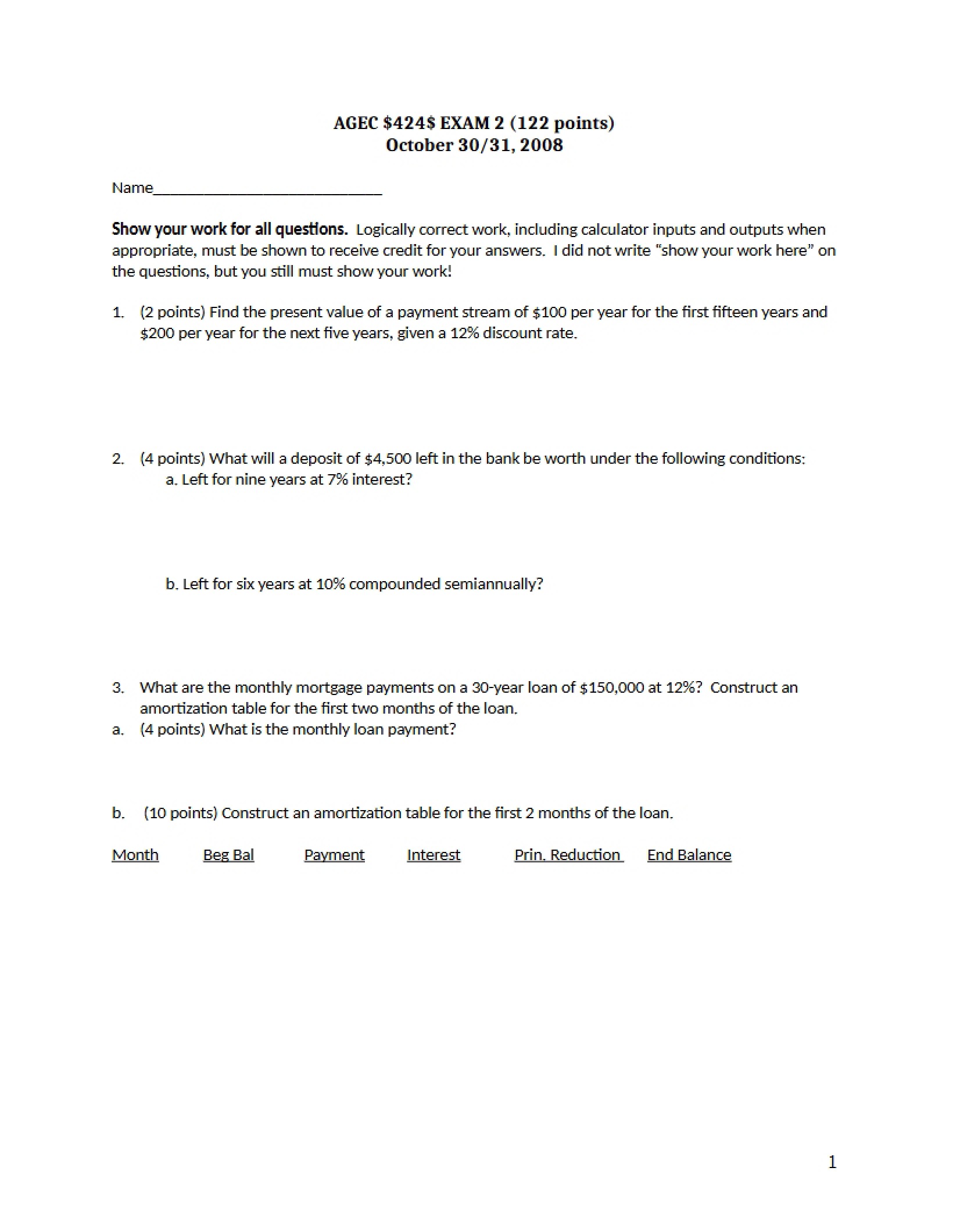 Exam Two