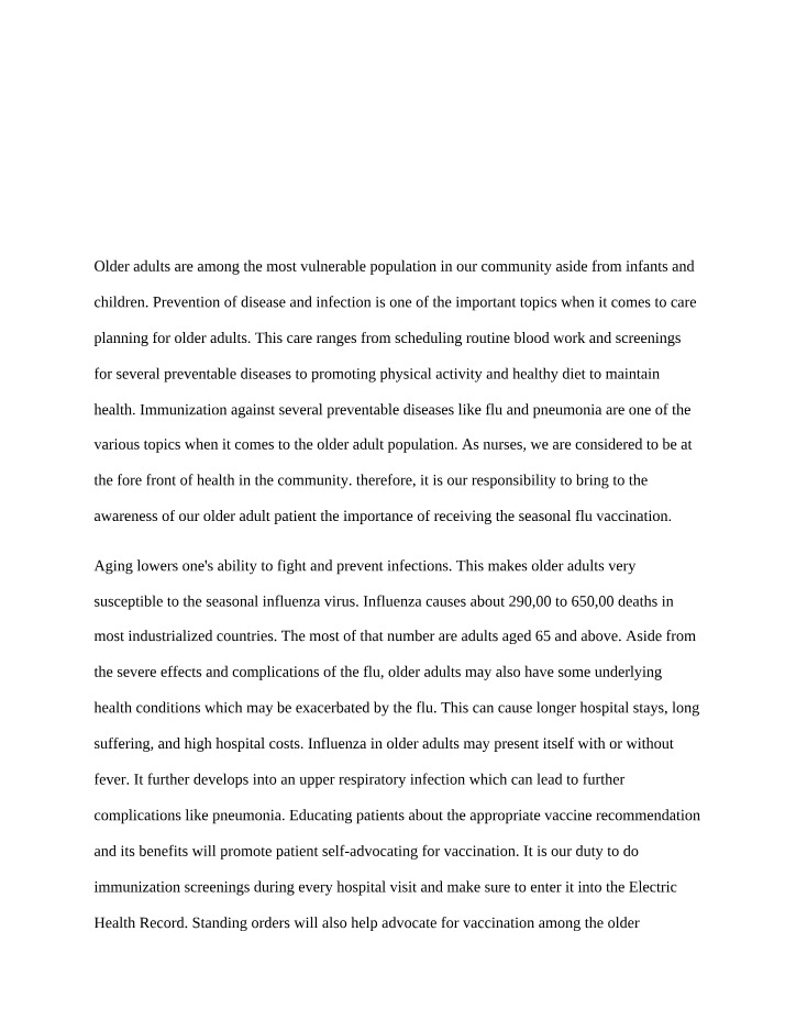 Strategies for Seasonal Influenza Immunisation in Older Adults
