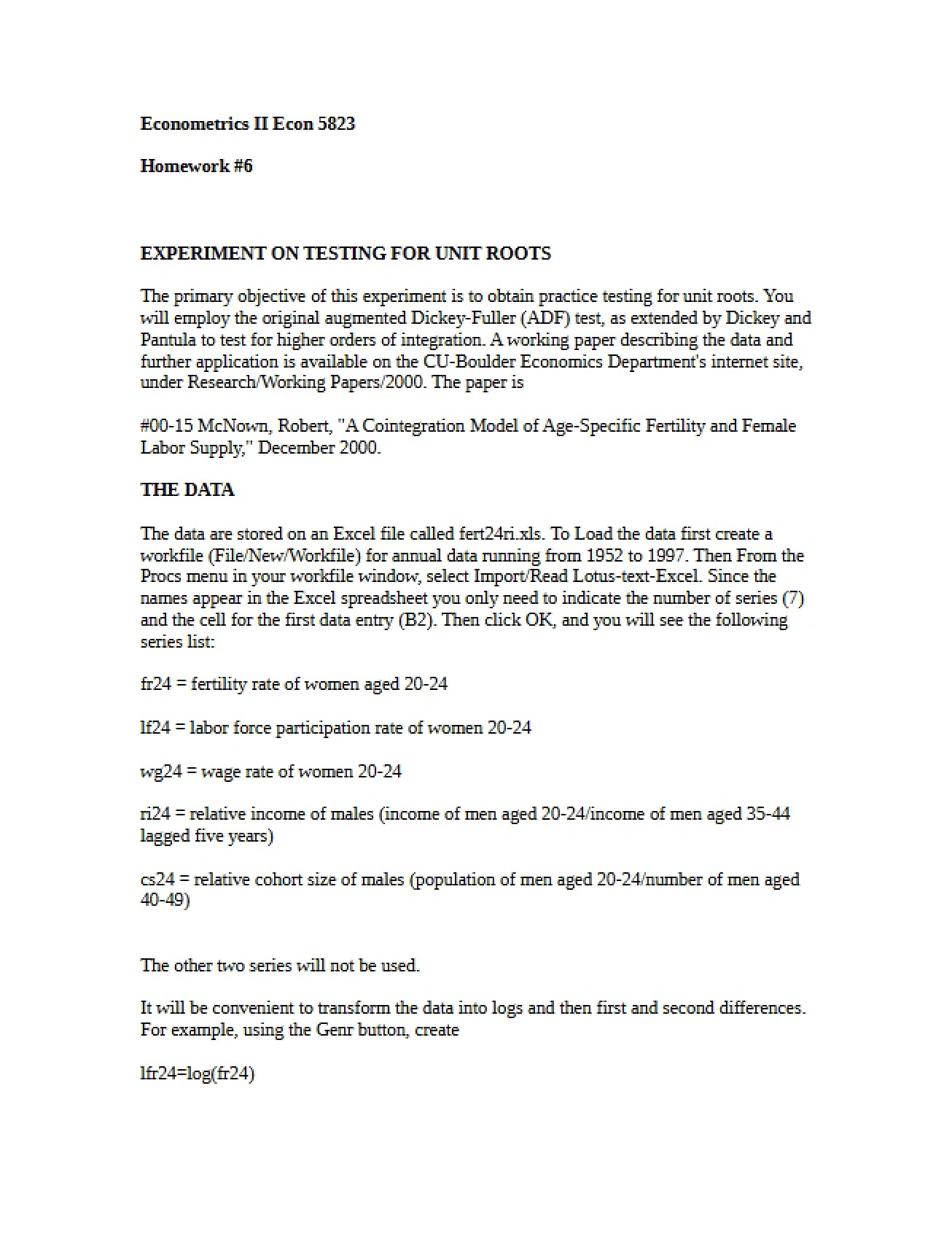 Homework Assignment Number Six