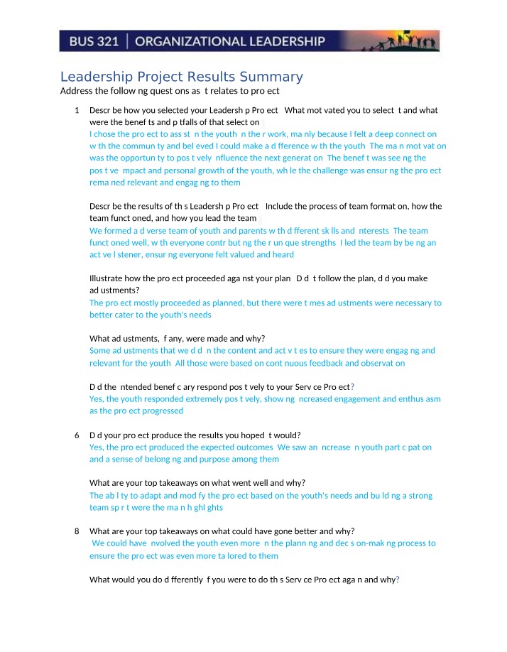 Leadership Project Summary