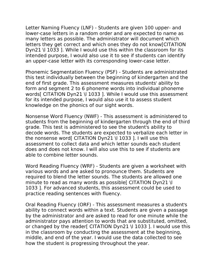 Assessing Reading Fluency and Comprehension Skills