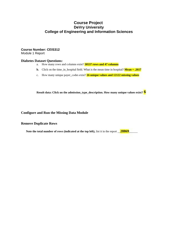 CEIS312 Course Project - Module 1 Report