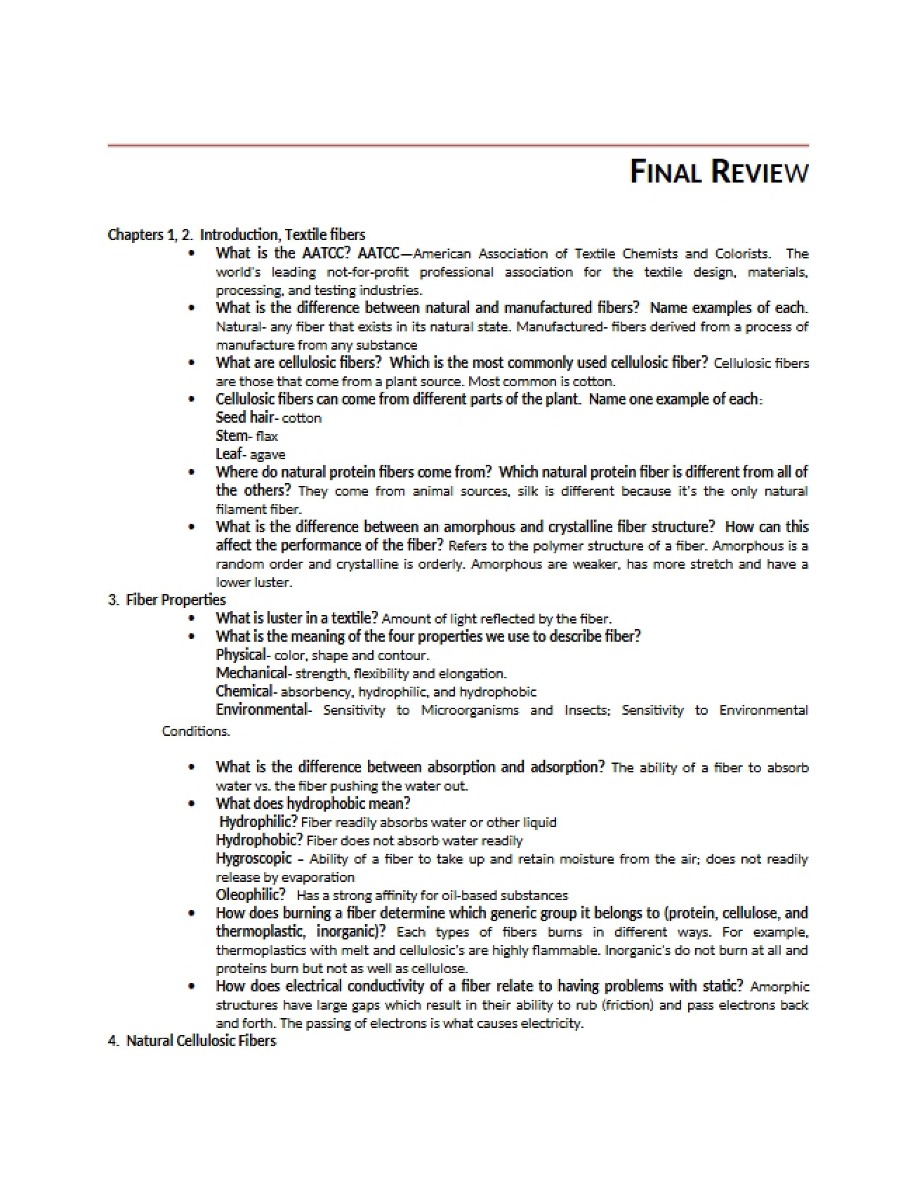 Final Review of Textile Science