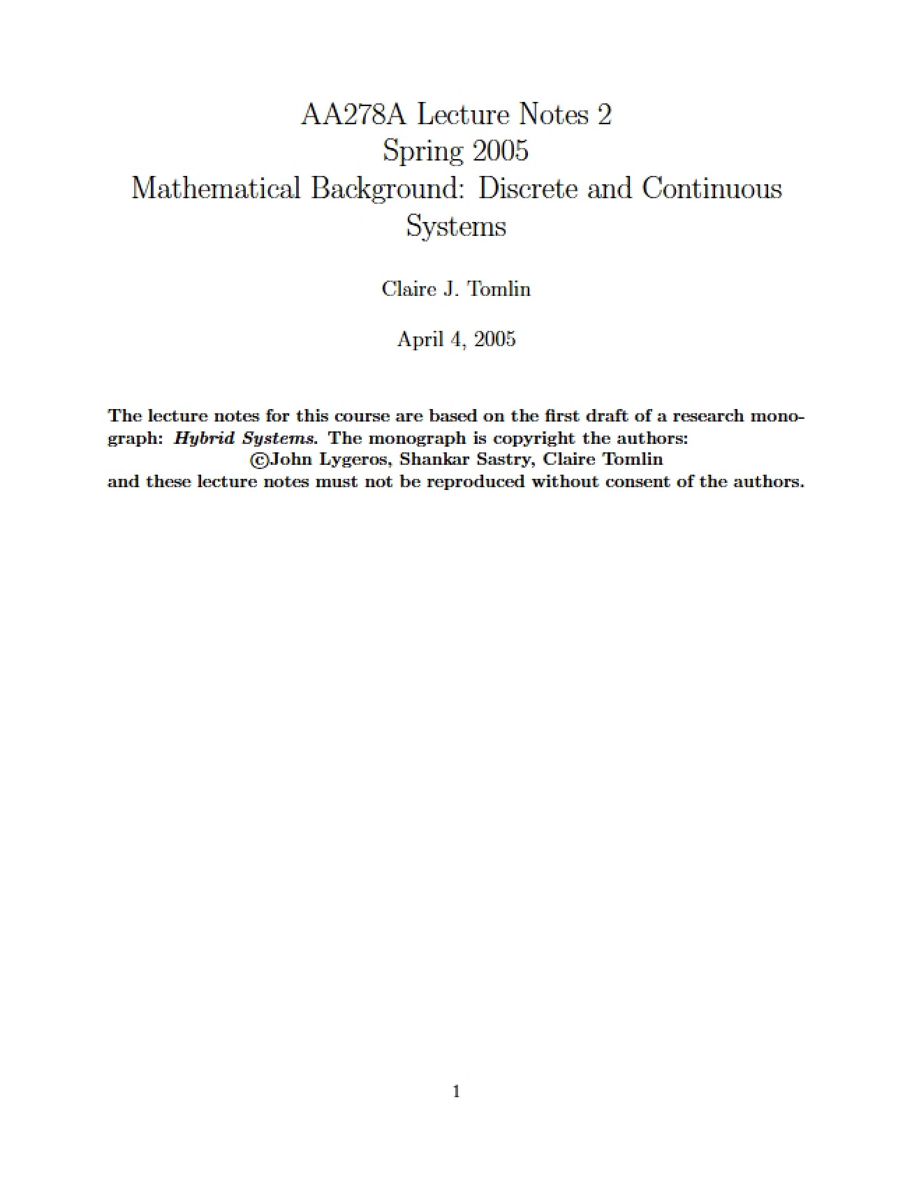 Introduction to the Mathematical Background of Hybrid Systems