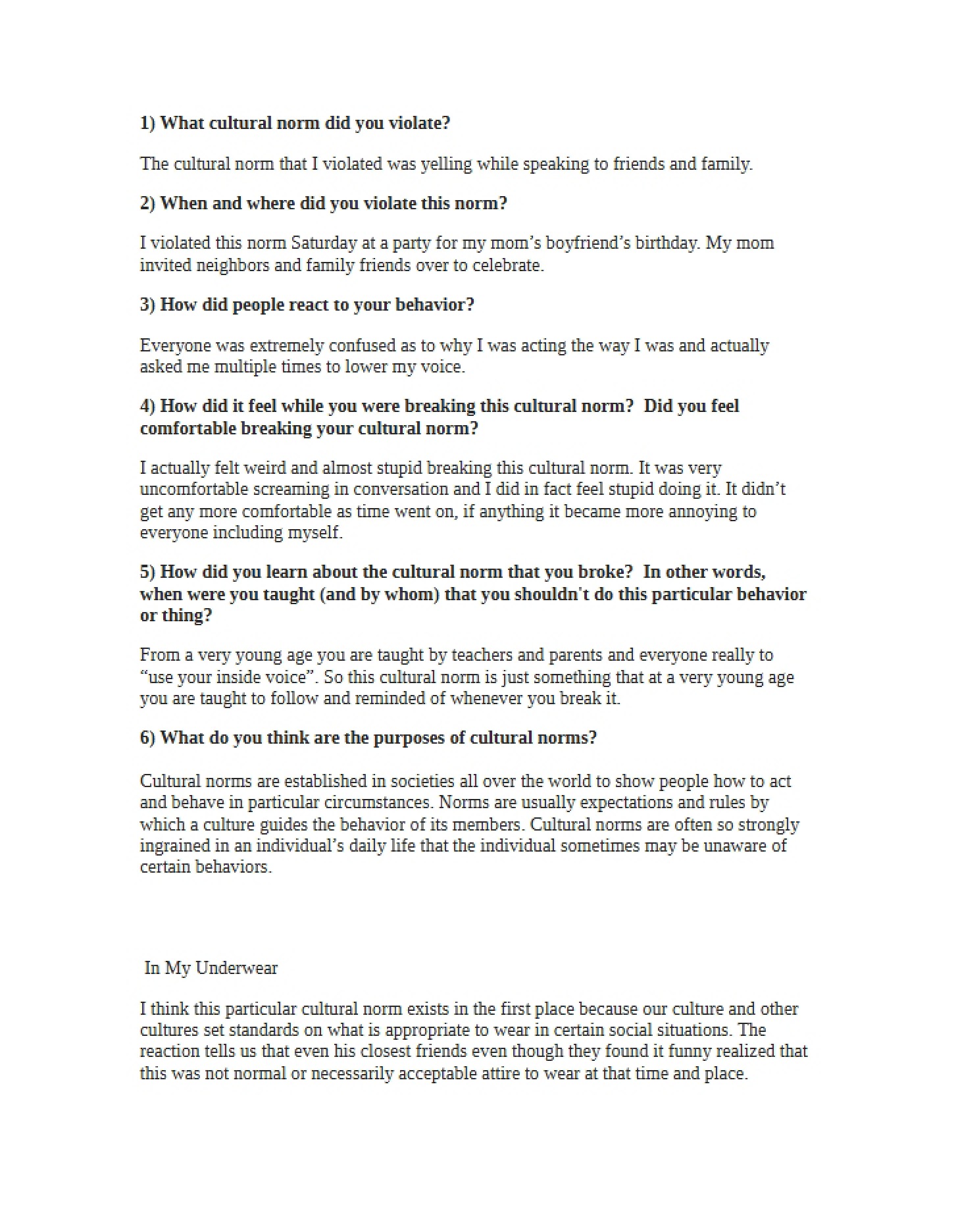 Assignment for Second Week