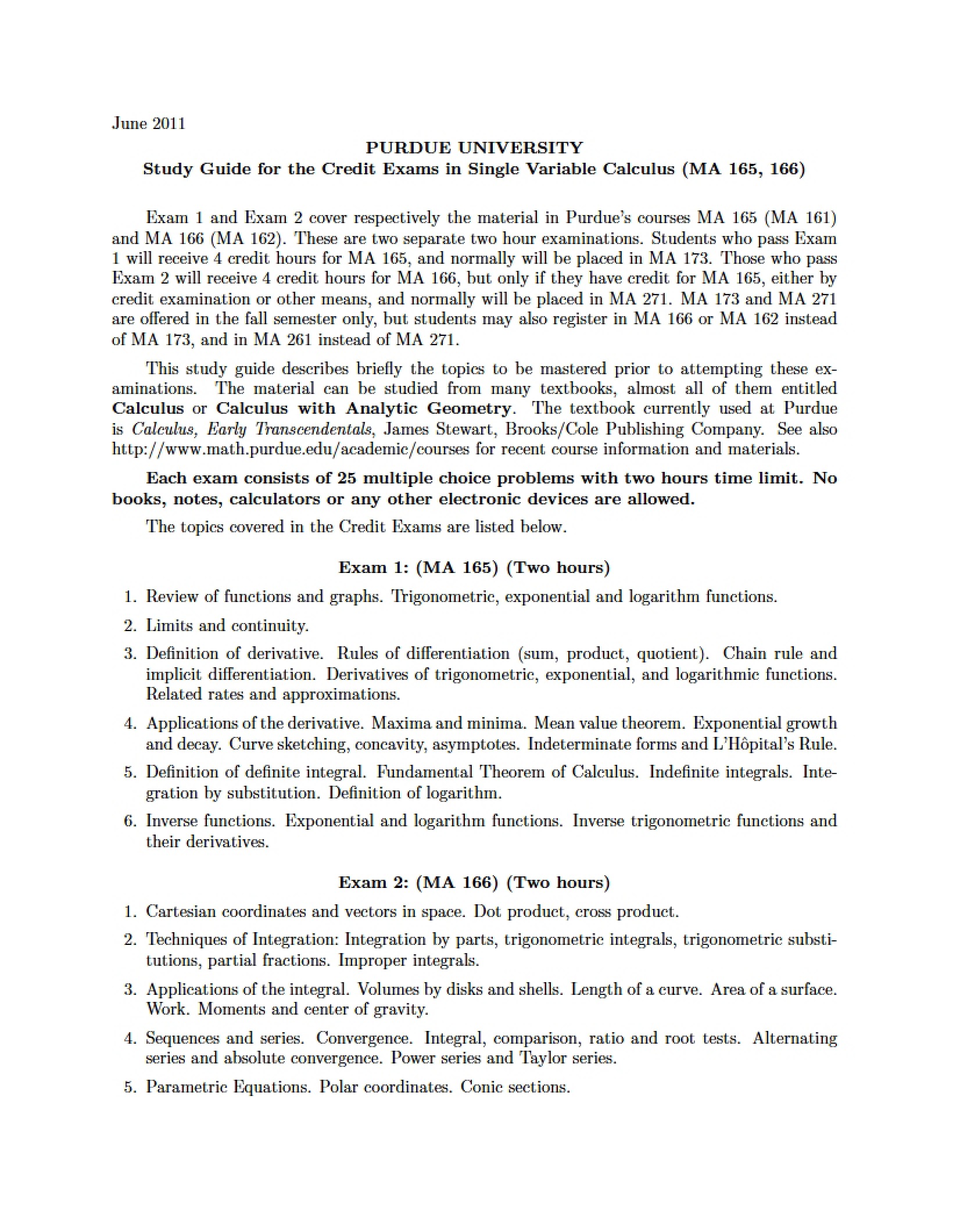 Analytic Geometry Study Guide