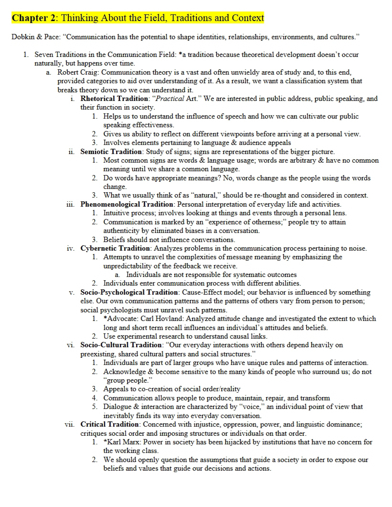 Second Chapter Field Thoughts