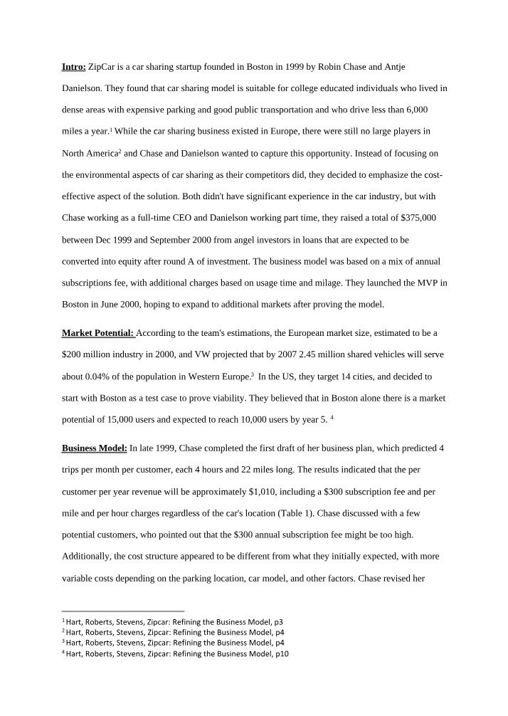ZipCar Written Assignment