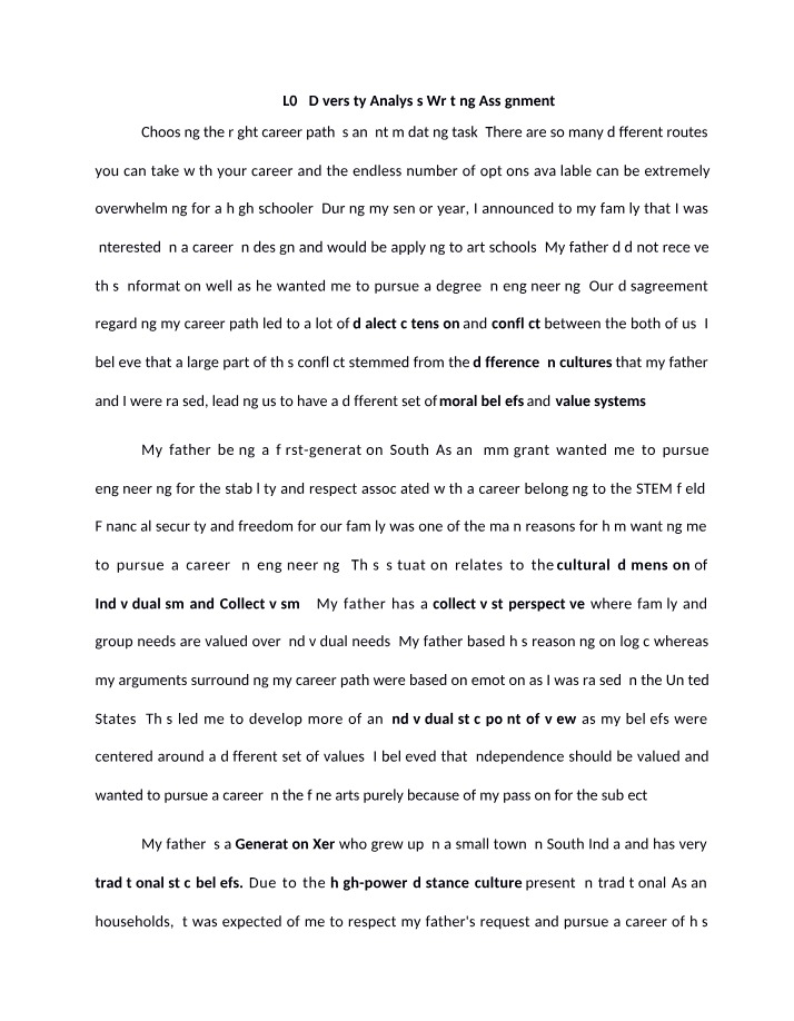 Writing Assignment - Diversity Analysis