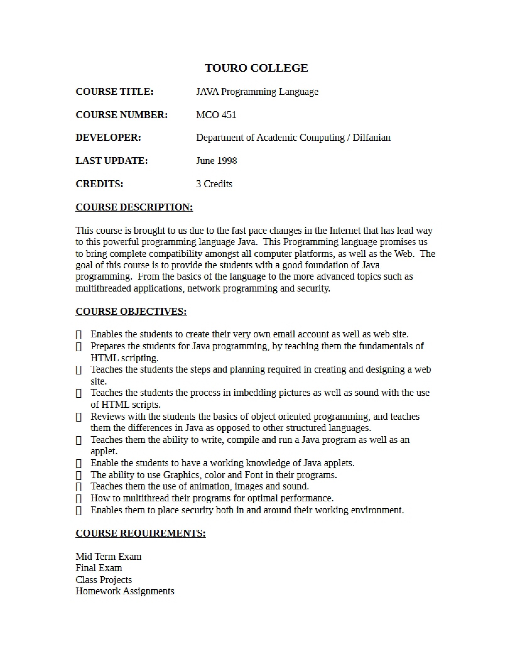 CS Special Topics Description