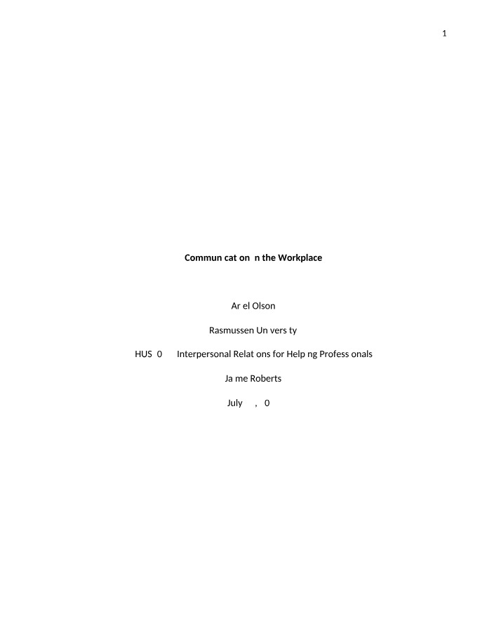 Workplace Communication - Quiz and Analysis