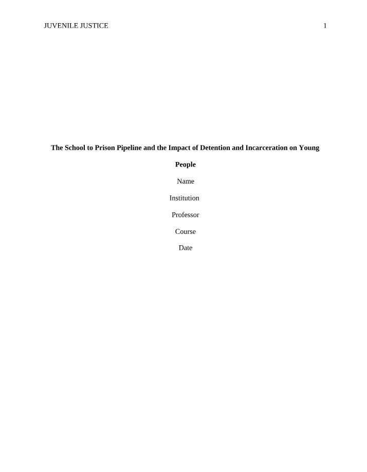 School to Prison Pipeline - The Impact of Detention