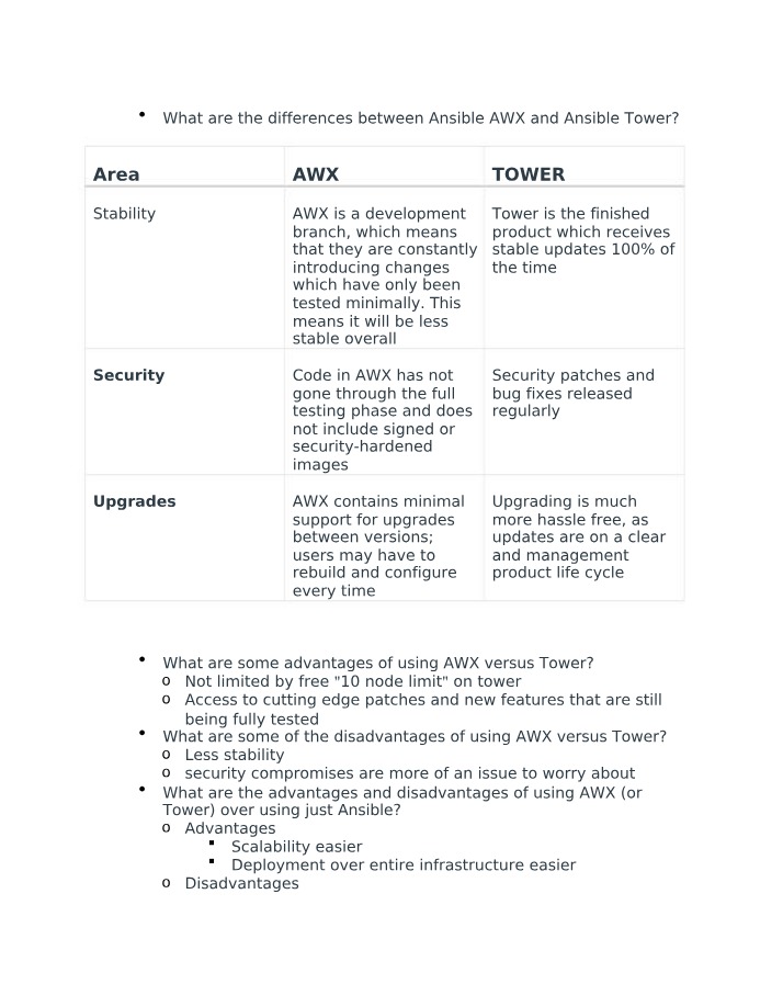 Ansible AWX vs Tower - Stability and Security