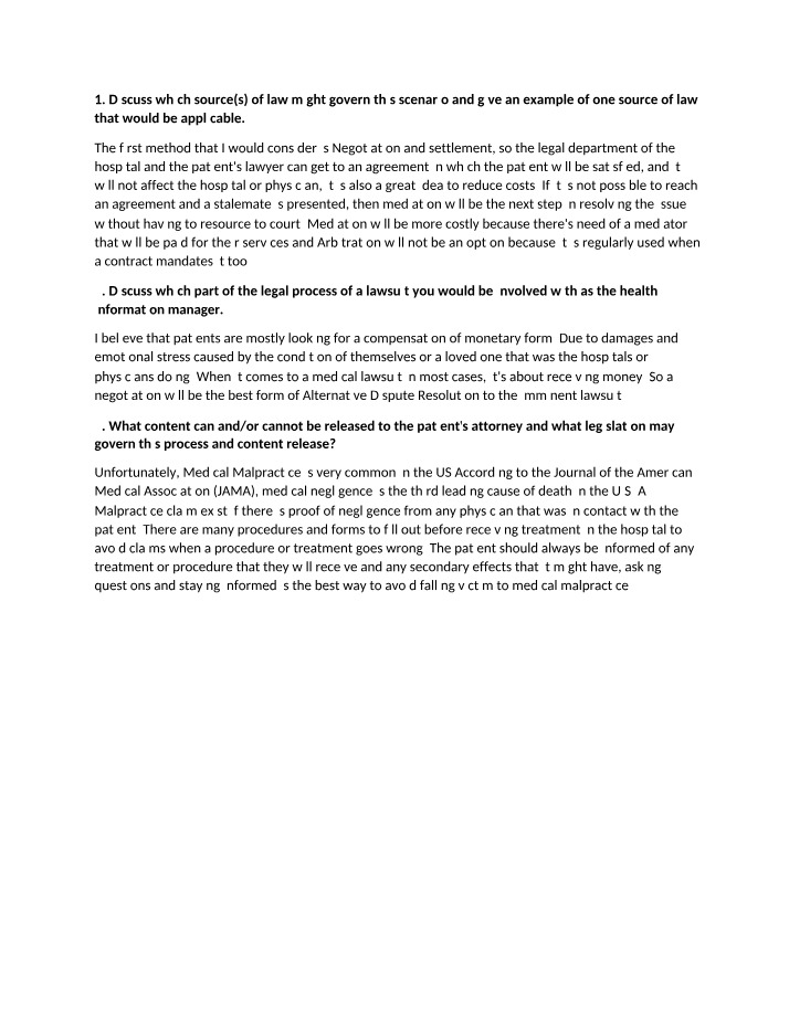Negotiation in Medical Malpractice Lawsuits