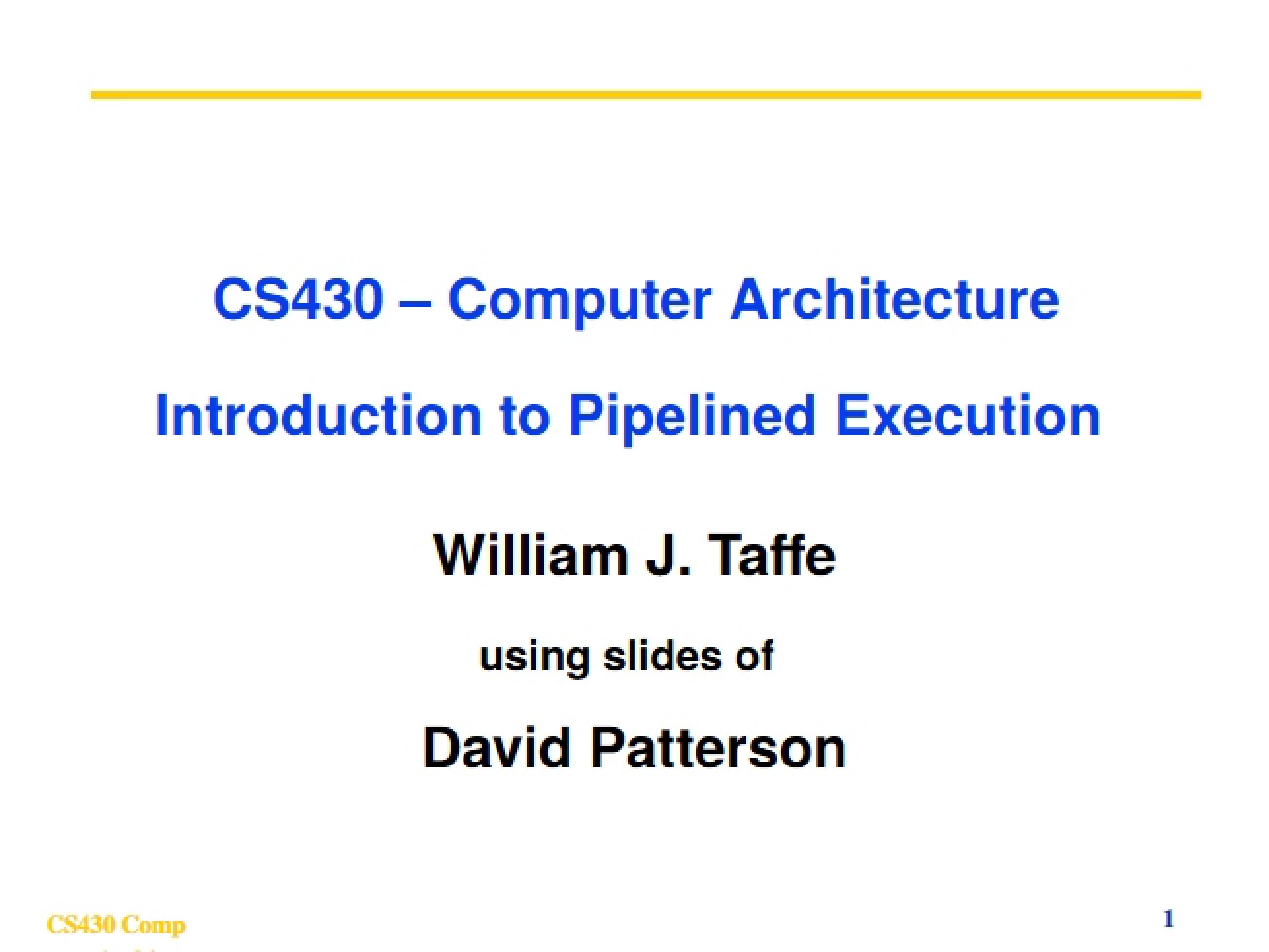 Introduction to the Concept of Pipelined Execution