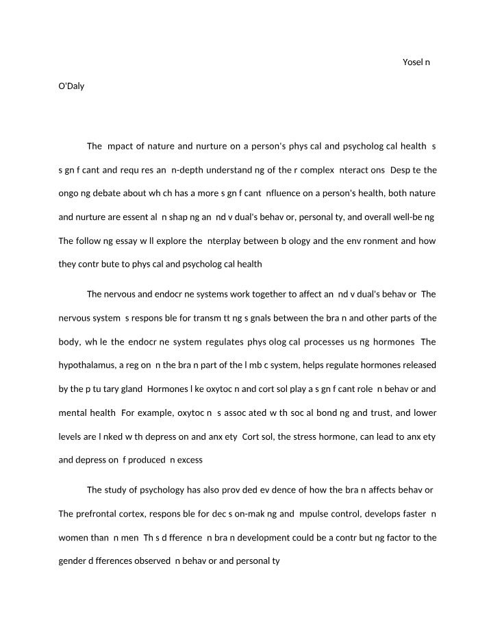O'Daly - Biopsychology