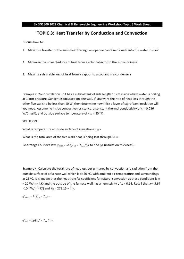 Worksheet 3 - Heat Transfer Workshop