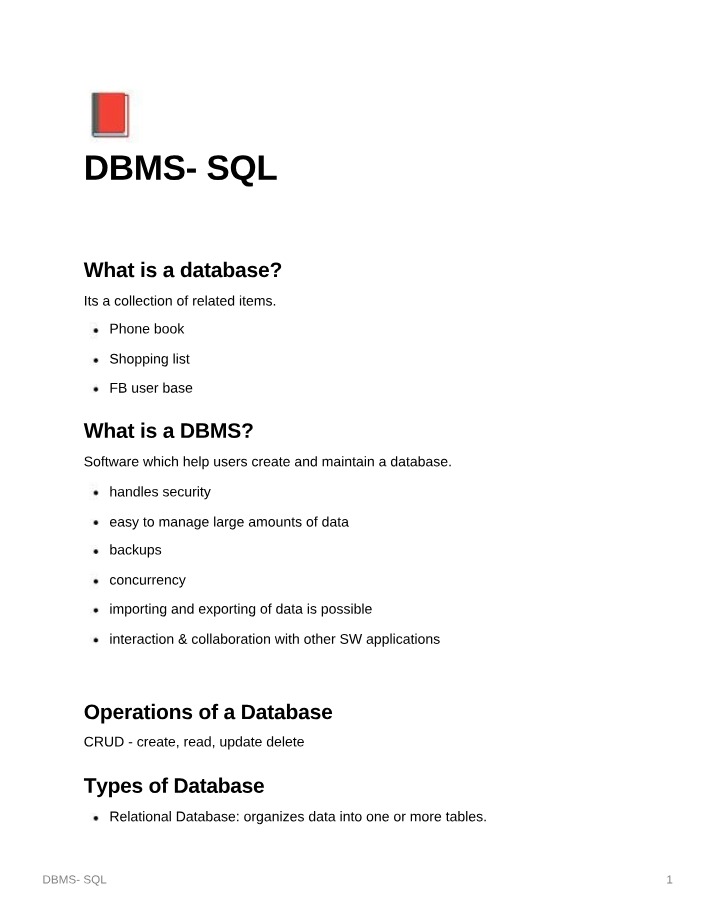 Database Management Systems (DBMS) SQL
