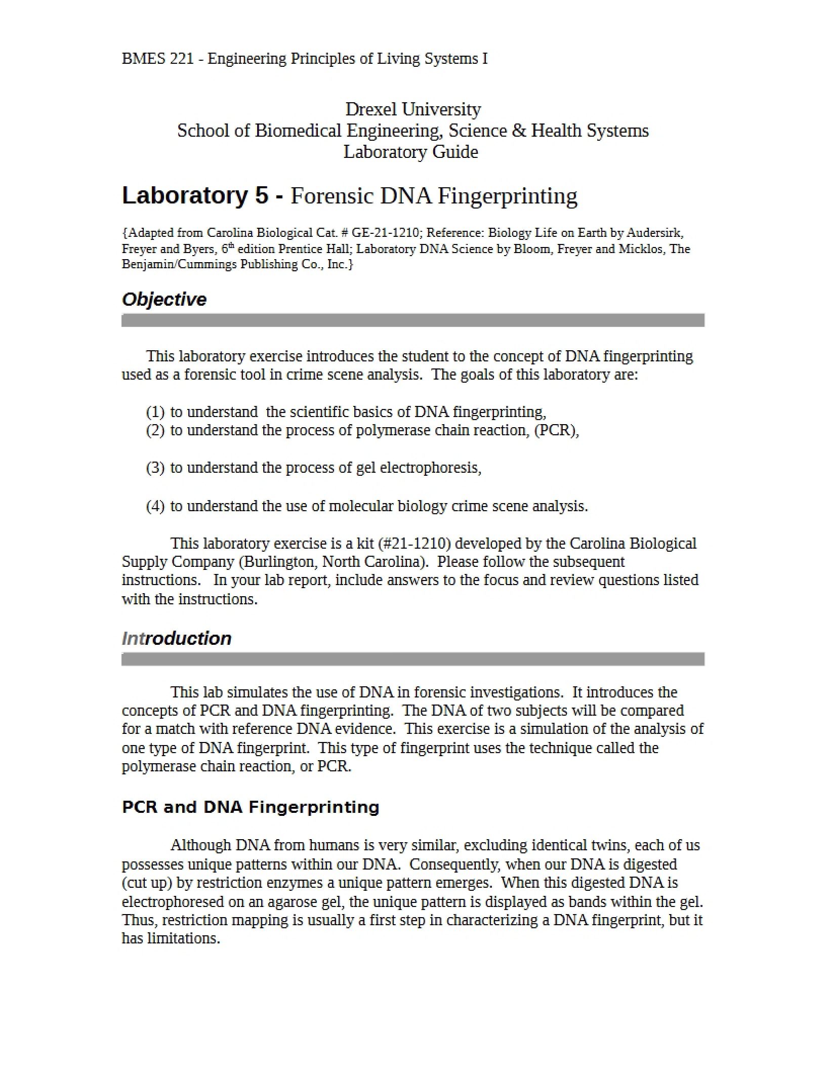 Lab Five DNA Forensics