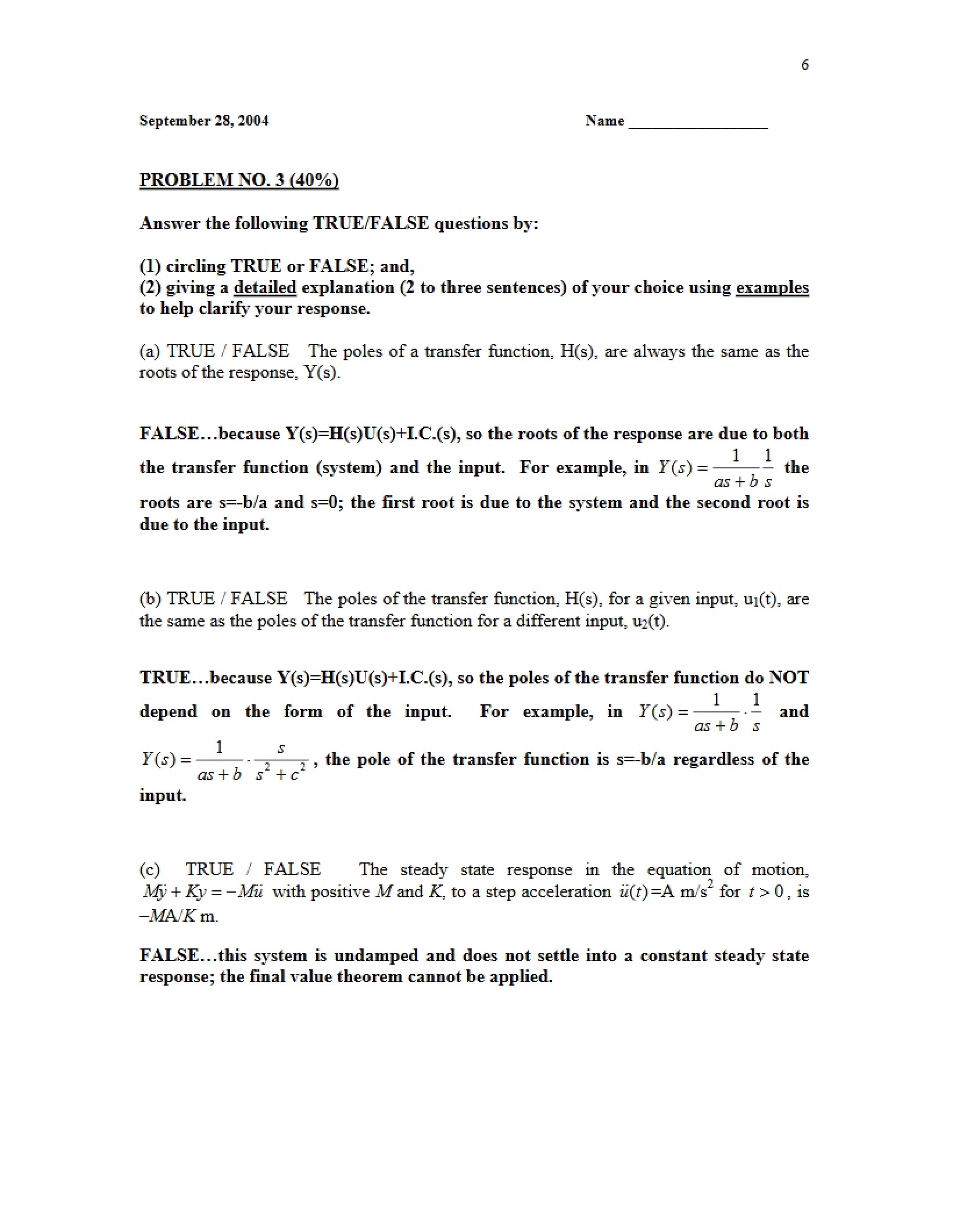 Exam Two (Fall 2004)