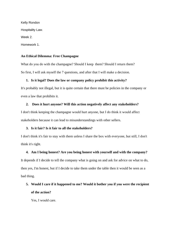Free Champagne - An Ethical Dilemma