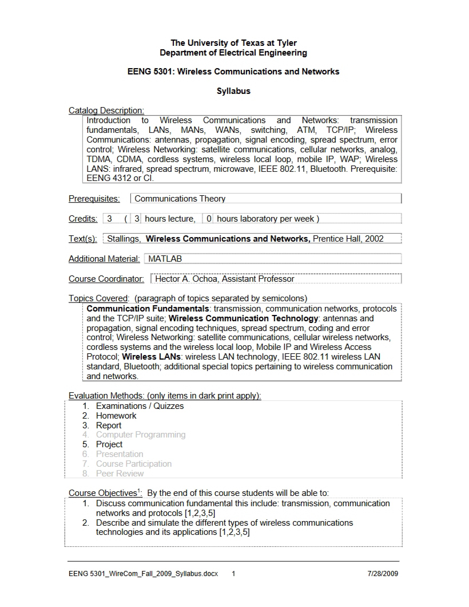 Wireless Comm Network Syllabus