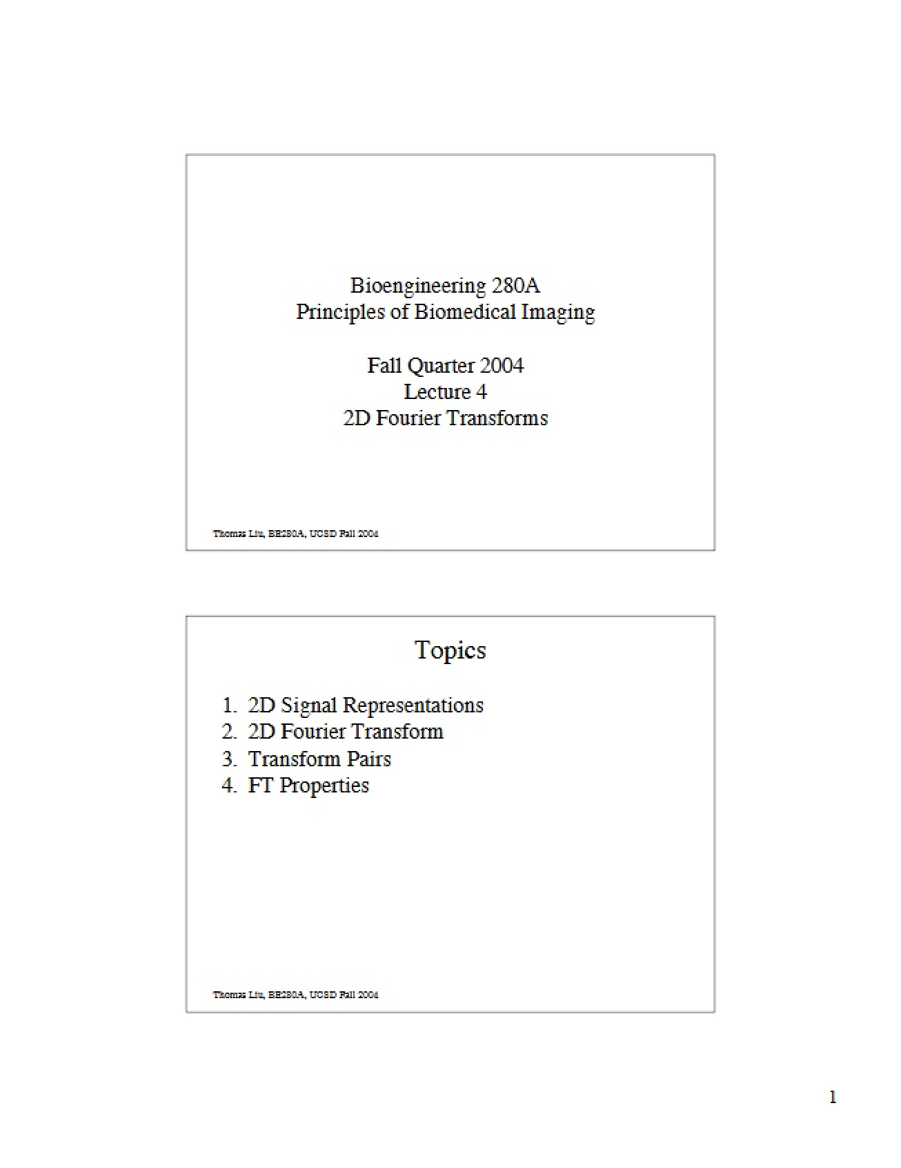 2D Fourier Transforms